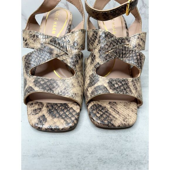 Cole Haan Sandals Womens Size 11B Leather Snakeskin Print Ankle Strap Heels New - Picture 10 of 11